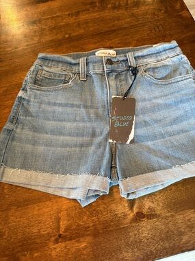 Studio Blue Light Wash Denim Roll-Cuff Jean Shorts